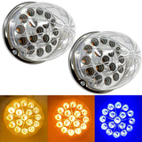 2PCS Dual Revolution Turn Signal Marke to Auxiliary 17 LED Watermelon Lights Clear Lens & Stainless Steel Bezel Marker Lights for Freightliner Kenworth Peterbilt Trailer Heavy Trucks