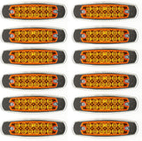 6.2" LED Marker Clearance Light 12 LED Amber/Red Trailer Lights, Surface Mount Sealed 6-1/5" Amber/Red Rectangular Spyder Fish Shape Marker & Clearance Lights with Stainless Steel Rim Bezel 12V