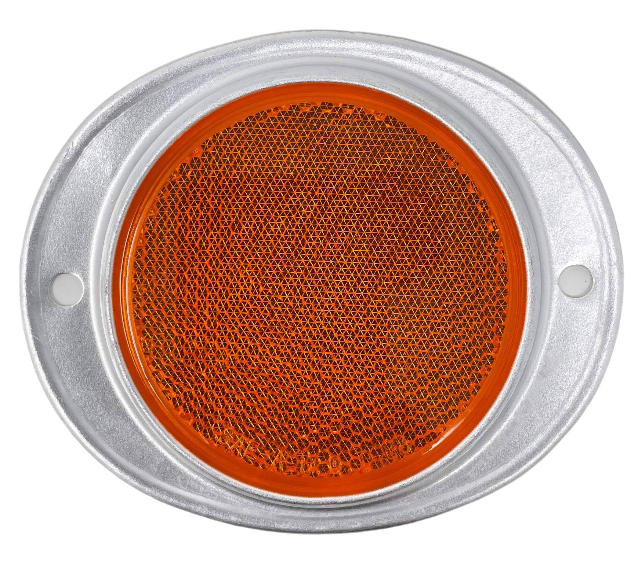 [ALL STAR TRUCK PARTS] Amber/Red 3” Round Reflector with Aluminum Base Screw On 2 Holes for Trucks, Towing, Trailers, RVs and Buses