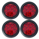 All Star Truck Parts 4" Inch Round 12 LED Red/White Trailer Tail Lights Kit Round Led Stop Turn Tail Back-up Reverse Fog Lights Reflective Lens Grommet 3-Prong Wire Pigtails for Truck Trailer RV 12V