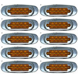 All Star Truck Parts 6.5" Inch Amber/Red/White LED Side Marker Lights Clearance Chrome Base Bezel 16 Diodes Surface Mount Led Cab Panel Lights Turn Signals Sealed Waterproof 12V