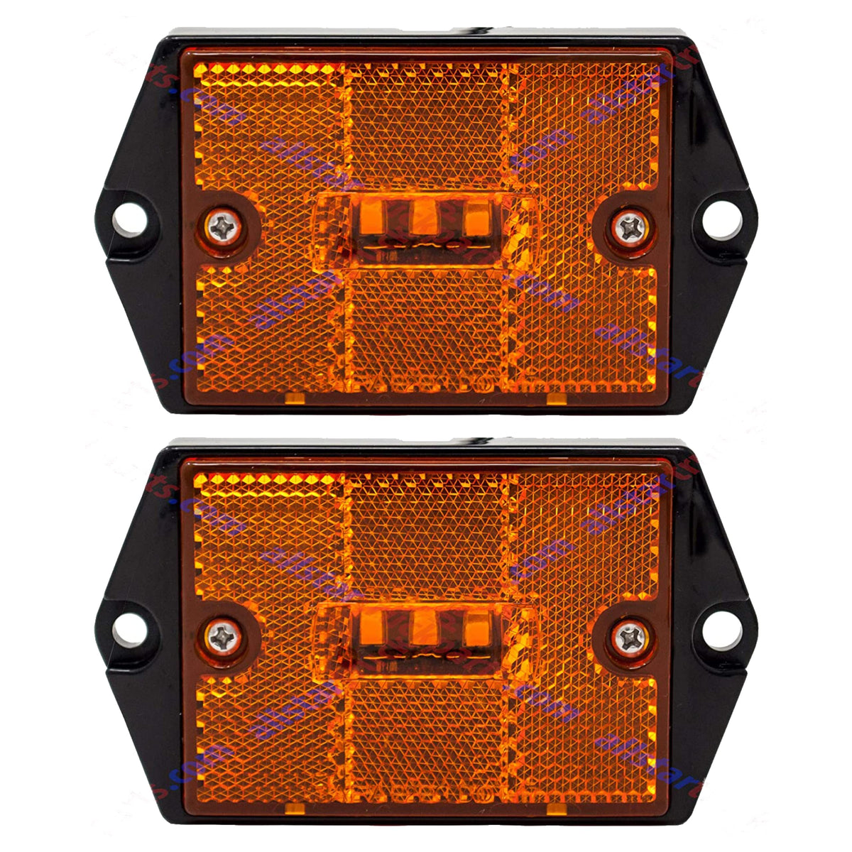 [ALL STAR TRUCK PARTS] Square Red/Amber 3-LED Marker Light Reflectorized Lens Surface Mount, 2-4/5" Rectangular Truck Trailer Towing Led Light Side Reflector Reflex Accessories