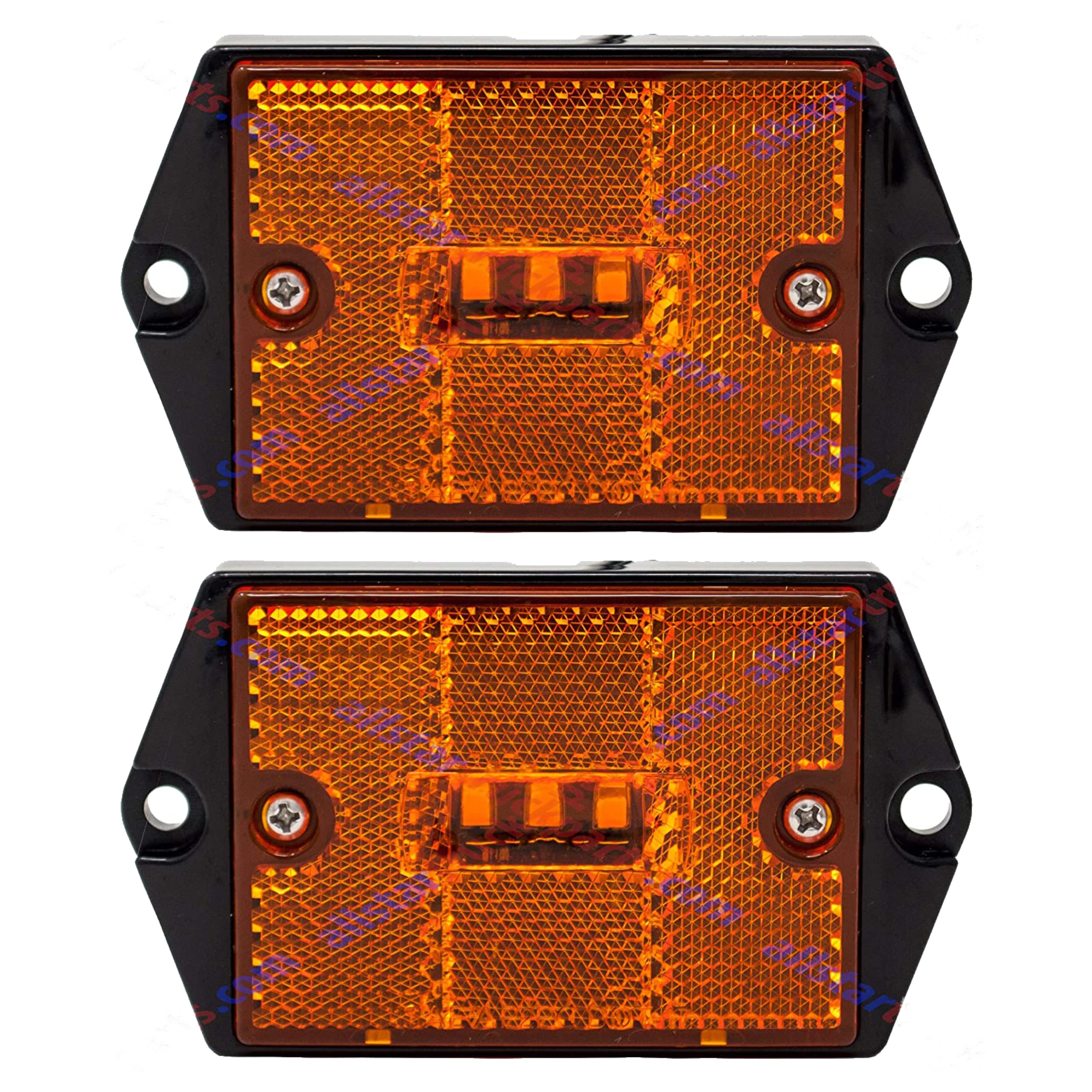 [ALL STAR TRUCK PARTS] Square Red/Amber 3-LED Marker Light Reflectorized Lens Surface Mount, 2-4/5" Rectangular Truck Trailer Towing Led Light Side Reflector Reflex Accessories