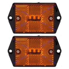 [ALL STAR TRUCK PARTS] Square Red/Amber 3-LED Marker Light Reflectorized Lens Surface Mount, 2-4/5" Rectangular Truck Trailer Towing Led Light Side Reflector Reflex Accessories