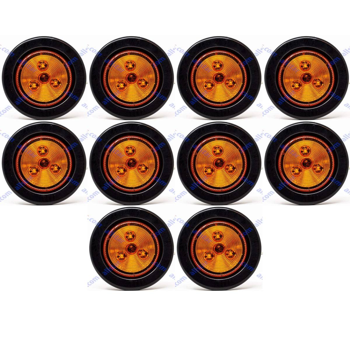 Red/Amber 2" Round Trailer 9 LED Clearance Side Marker Lights [DOT FMVSS 108] [SAE P2] [Reflector Lens] [Grommet+Plug] [Flush-Mount] [Waterproof IP67] Marker Clearance Lights Trailer Truck