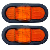 Qty 2 6" Mid Turn Signal Amber Marker Light Rubber Mount 12 LED w/Reflex Lens Universal Waterproof 6 Inch Oval Led Mid-Ship Marker and Turn Signal Semi Truck Trailer Peterbilt Kenworth Light