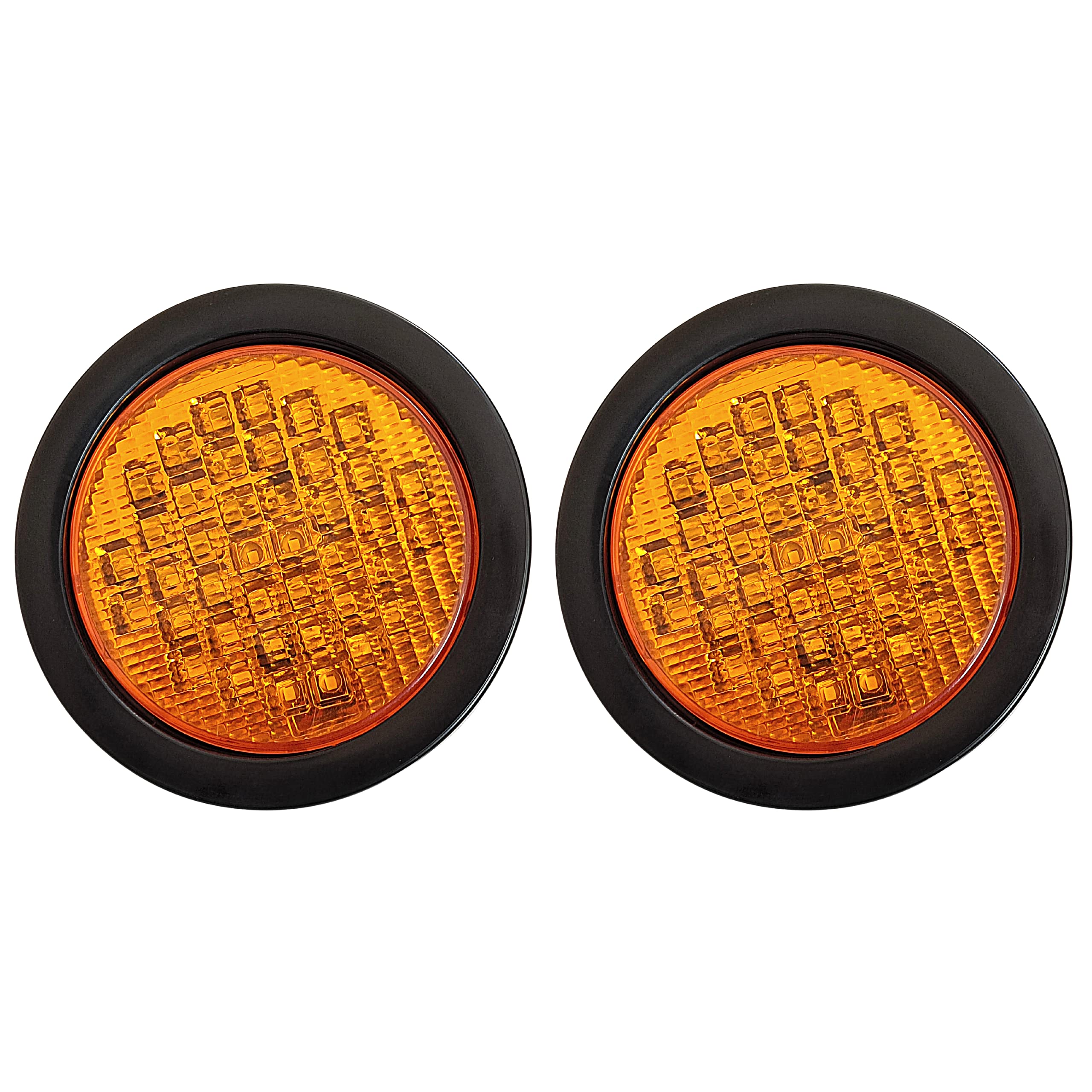 All Star Truck Parts] 4" Inch Round 40 LED Diodes Stop Turn Tail Reverse Backup Signal Sealed Lights Red/White/Amber Assembly Rubber Mount for Trucks Trailers RV Boat Waterproof