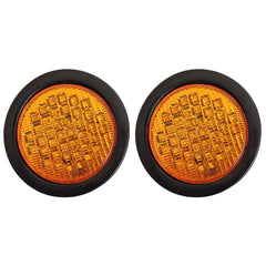 All Star Truck Parts] 4" Inch Round 40 LED Diodes Stop Turn Tail Reverse Backup Signal Sealed Lights Red/White/Amber Assembly Rubber Mount for Trucks Trailers RV Boat Waterproof