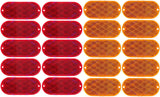 [ALL STAR TRUCK PARTS] Oval Reflectors Red/Amber Self Adhesive Or Drill Mount Quick Mount SAE 13 DOT