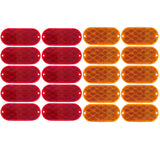 [ALL STAR TRUCK PARTS] Oval Reflectors Red/Amber Self Adhesive Or Drill Mount Quick Mount SAE 13 DOT