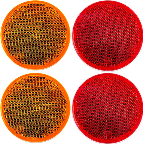 2" Inch Round Reflector Bike,Trailer, Truck, Boat, Mailbox, Construction, Signage, Warning with Super Strong Adhesive DOT/SAE Approved