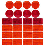 [ALL STAR TRUCK PARTS] (24 Decal Mix Pack) DOT-SAE Red & Amber 3 Inch Round / 2x3" Rectangle High Visibility Reflective Stick-On Prism Reflector | Trailer Camper RV Flatbed Fender Property Boat