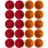 [ALL STAR TRUCK PARTS] Class A 3" Round Reflector Strong Stick-on - RED/AMBER for Trailers, Trucks, Automobiles, Mail Boxes, Boats, SUV's, RV's, Industrial Applications (10x Red + 10x Amber)