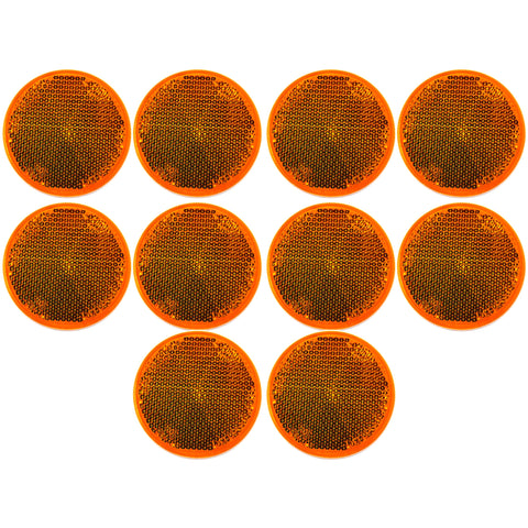 All Star Truck Parts 10 Pack [Amber/Red] 2" Inch Round Reflector Bike Trailer Truck Boat Mailbox Construction Equipment SUV RV Camper Safety Industrial Fence Super Strong Adhesive Gate Posts DOT/SAE