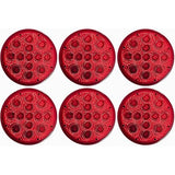 Amber/Red 2.5" Round Led Clearance Side Marker Lights Kit 13 LED Diodes Reflector Grommet Wire Pigtail Truck Utility Trailer RV UTV Tractor Flush Mount Waterproof 12V Sealed (6x Red (Only Light))