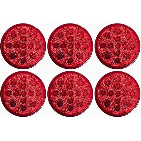 Amber/Red 2.5" Round Led Clearance Side Marker Lights Kit 13 LED Diodes Reflector Grommet Wire Pigtail Truck Utility Trailer RV UTV Tractor Flush Mount Waterproof 12V Sealed (6x Red (Only Light))