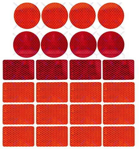 [ALL STAR TRUCK PARTS] 3 Inch Round DOT-SAE Amber/Red High Visibility  Reflective Strong Stick-On Prism Reflector Weatherproof Trailer Camper RV